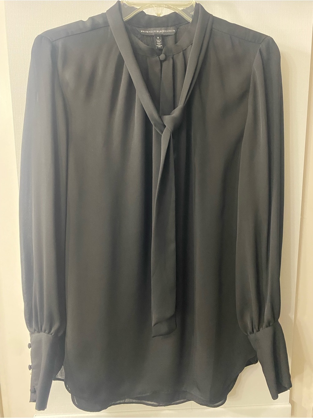 White House Black Market Black Tie-Neck Blouse
